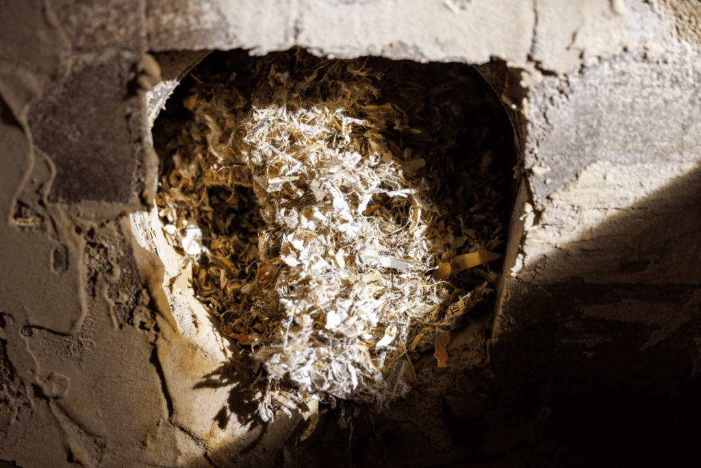 Mouse nest in chimney smaller