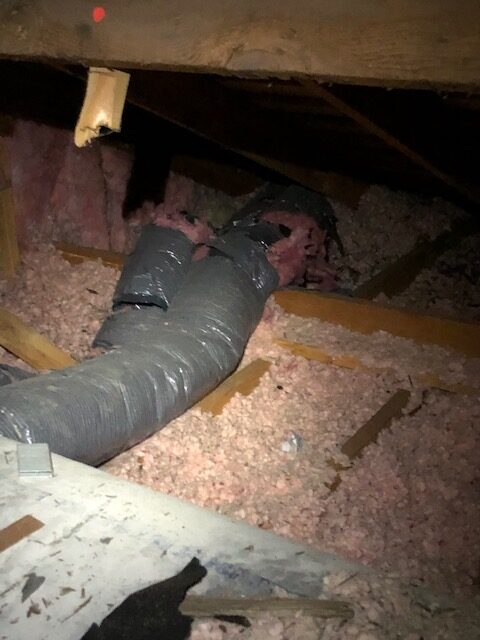 Damaged duct work done by a raccoon